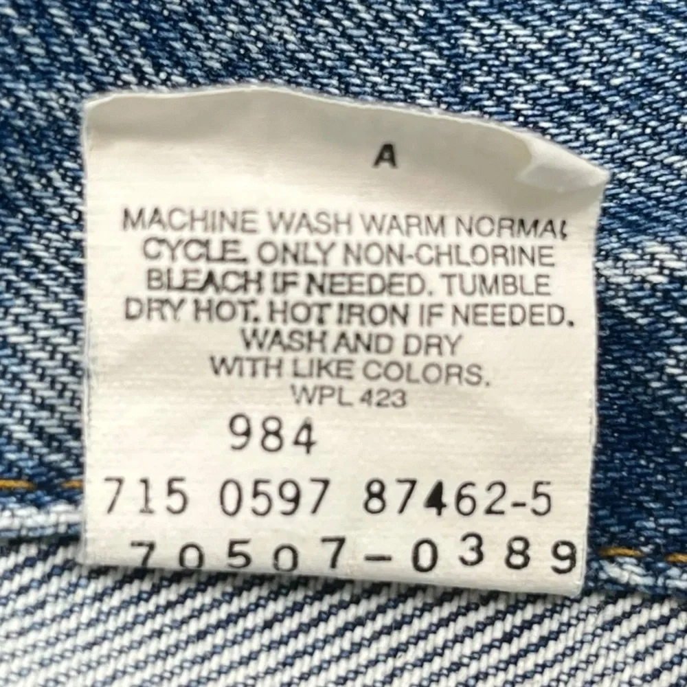 Levi's Men's XL‎ Vintage 90s Blue Denim Trucker Jacket 100% Cotton Made in USA - Picture 8 of 8